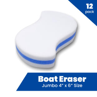 Boat eraser, XL 4" x 6" size. Designed for heavy duty cleaning. Comes in pack of 12 boat erasers.