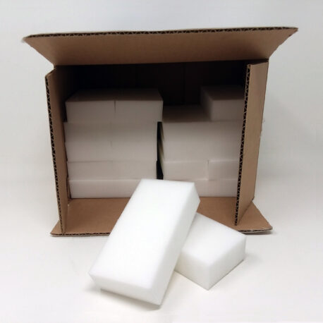 Instant Erase Extra Large Melamine Eraser Sponges (21pk) open box showing sponges inside
