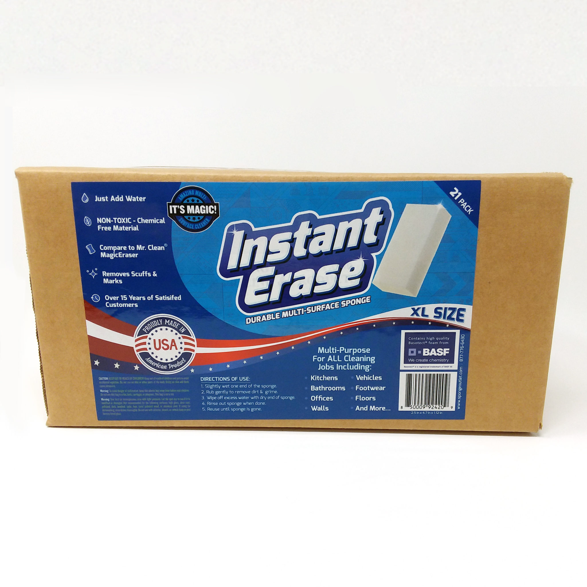 Instant Erase 21 Pack XL Magic Cleaning Eraser Sponges MultiSurface