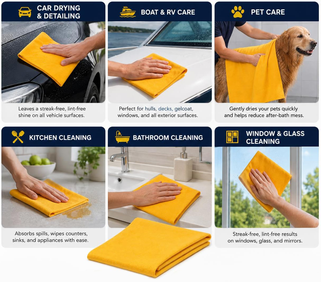 Large Shammy Chamois Towels for Car Detailing, Boat Drying & Professional Cleaning - Image 3